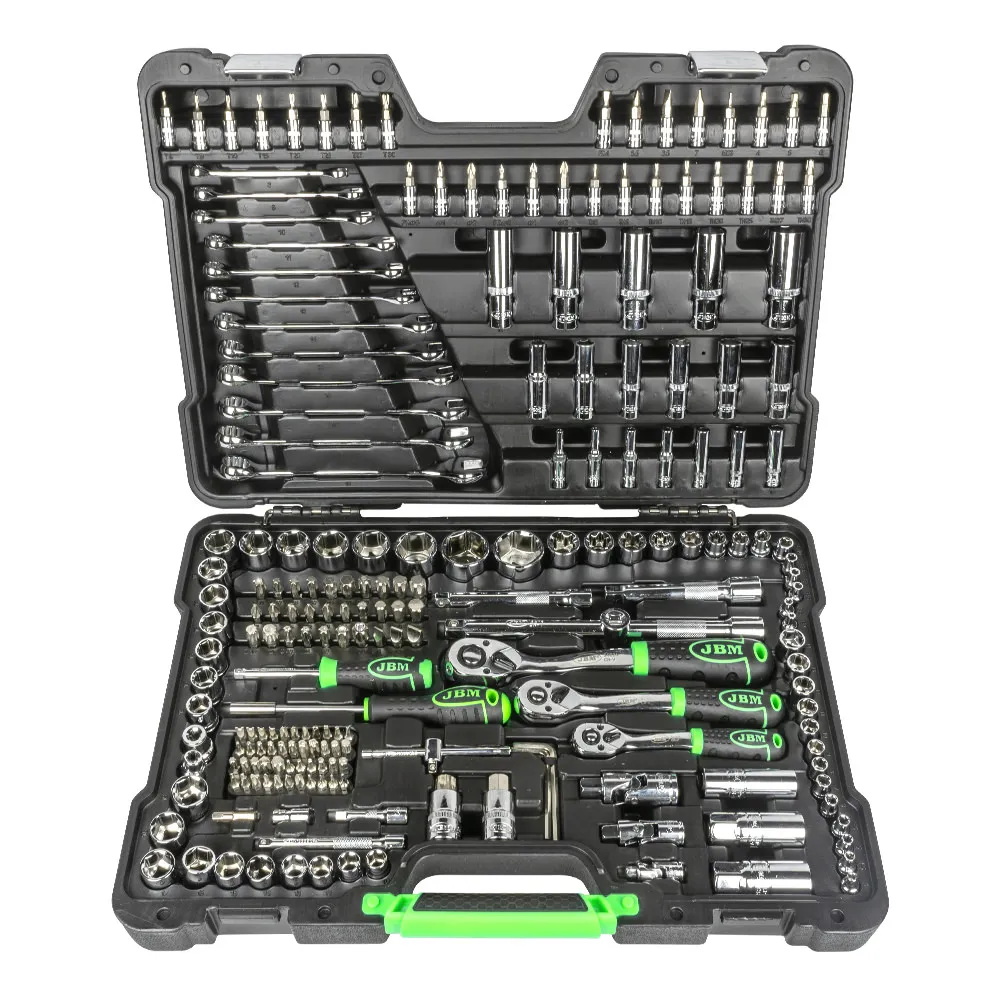 [54045] Coffret d'outils 216 pièces avec douilles hexagonales 1/4", 3/8" et 1/2" - Finition Chromée